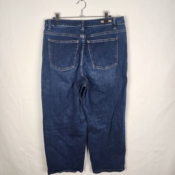 Soft Surroundings Blue Wide Leg Jeans Size 14 Dark Wash Baggy 90s Casual Denim - Picture 2 of 6